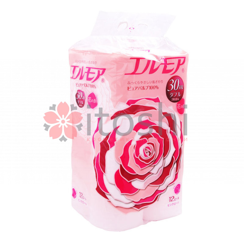 Ароматизированная двухслойная туалетная бумага Kami Shodji ELLEMOI 30м (розовая) 