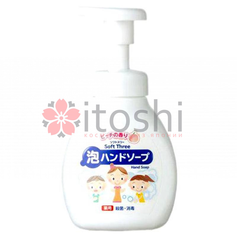 Нежное пенное мыло для рук с ароматом персика Mitsuei Soft Three (антисептическое)