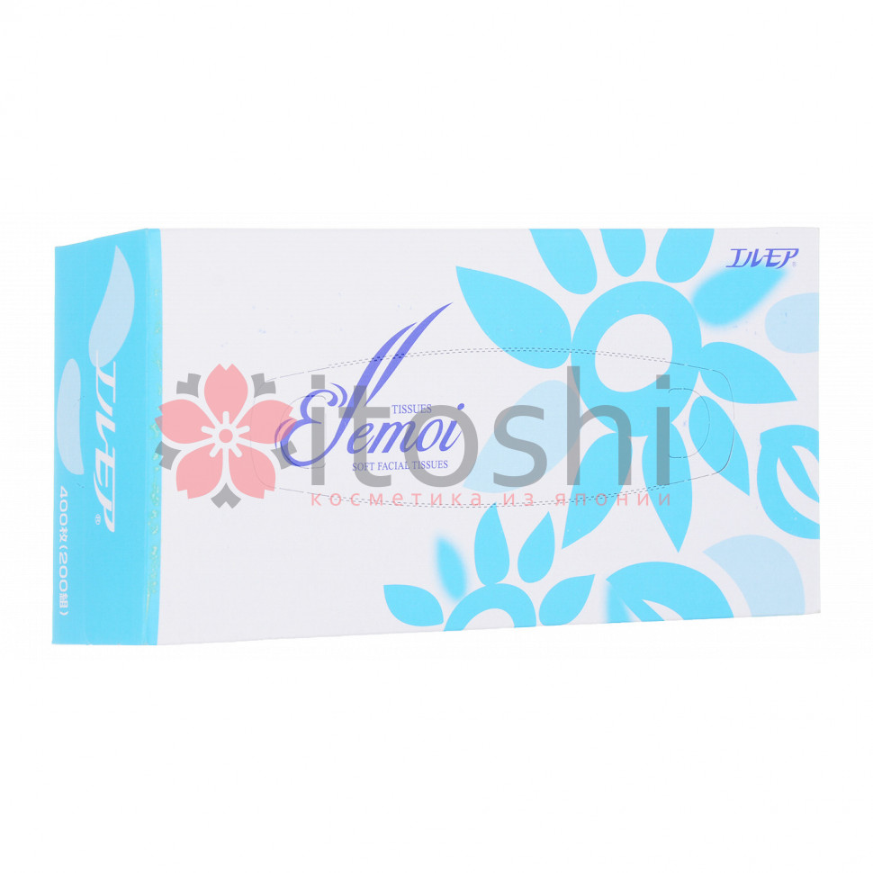 Бумажные двухслойные салфетки с шелком Kami Shodji ELLEMOI Kinu-bi голубые