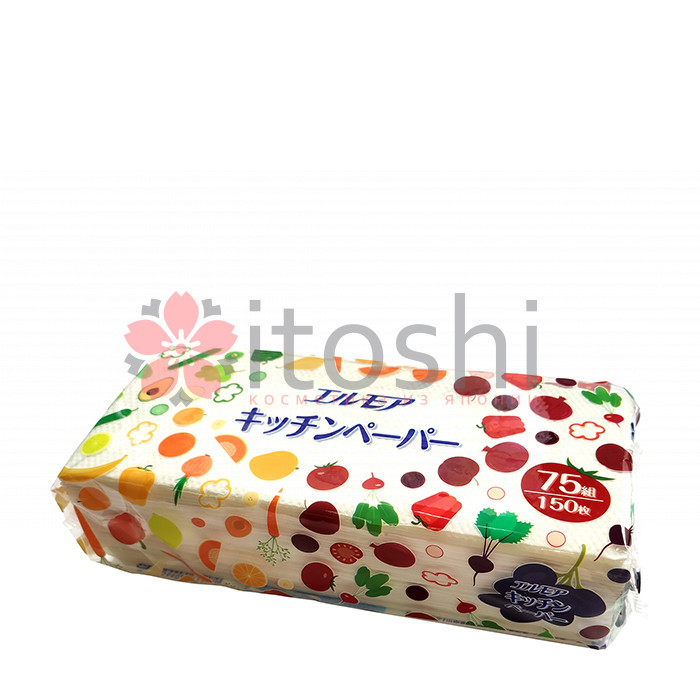 Бумажные двухслойные полотенца для кухни 75 листов Kami Shodji ELLEMOI (м/у) 